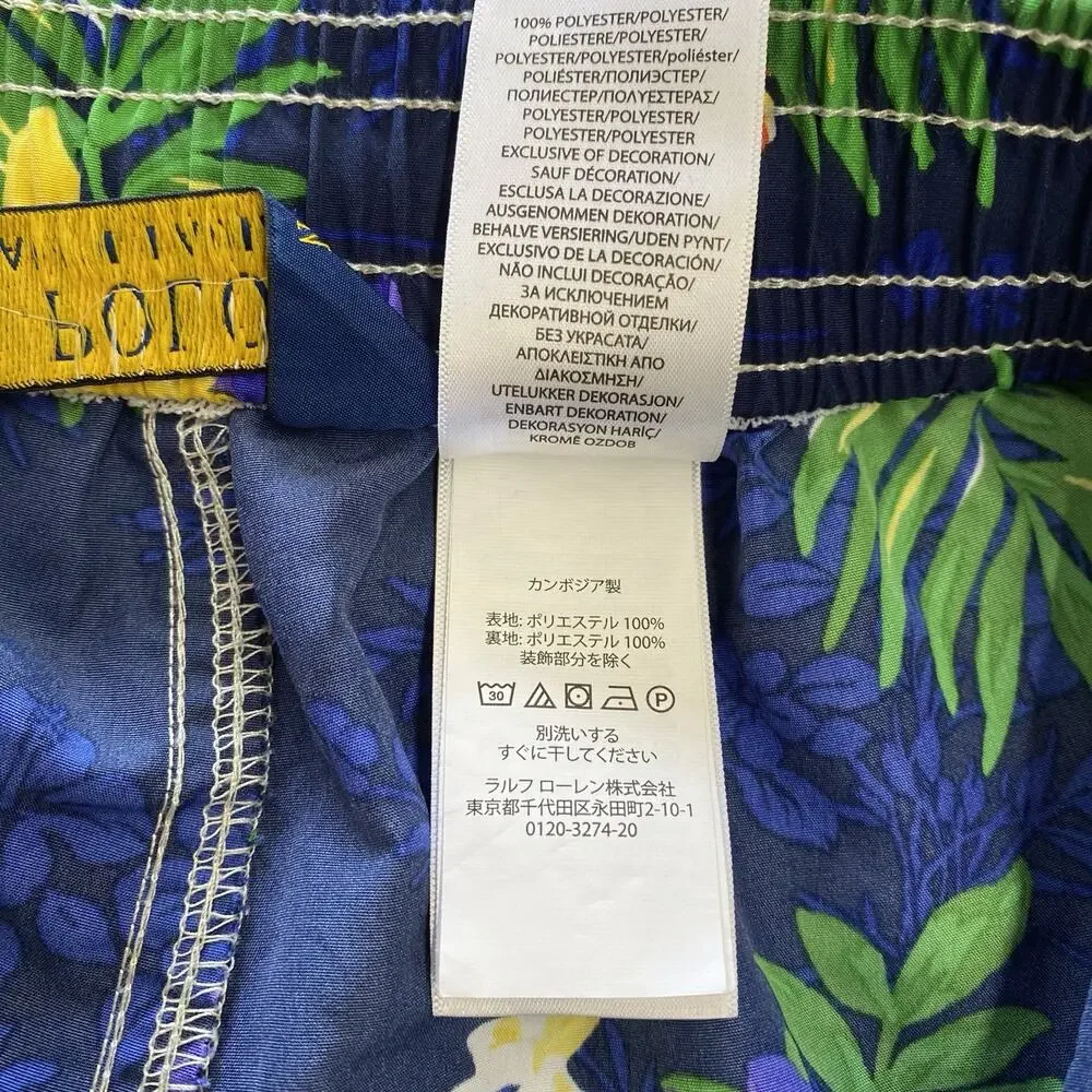 Polo Ralph Lauren Hawaiian Tropical Floral Swim Trunks Shorts Medium Unlined